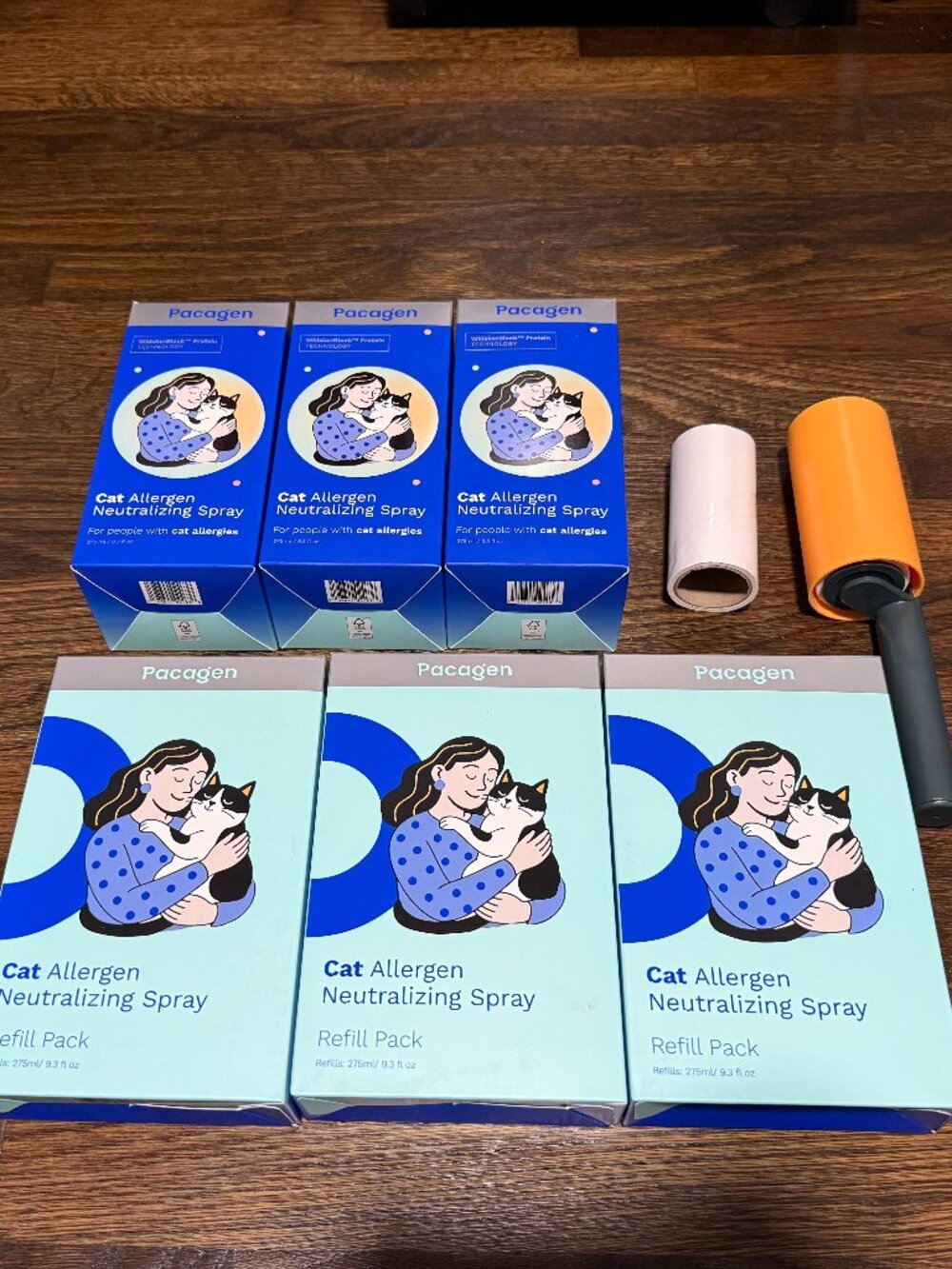 Pacagen Cat Allergen Neutralizing Spray 3-pack, with Lint Roller